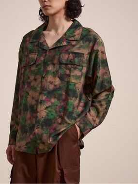 FOUND Charlot Camp Shirt In Watercolor Floral Size Large
